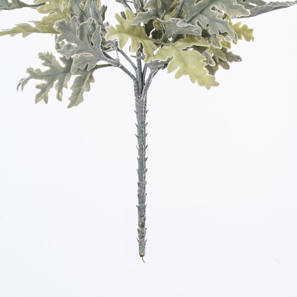 Vickerman 16" Artificial Green Flocked Dusty Miller Bush Set of 2