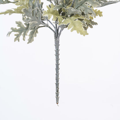 Vickerman 16" Artificial Green Flocked Dusty Miller Bush Set of 2