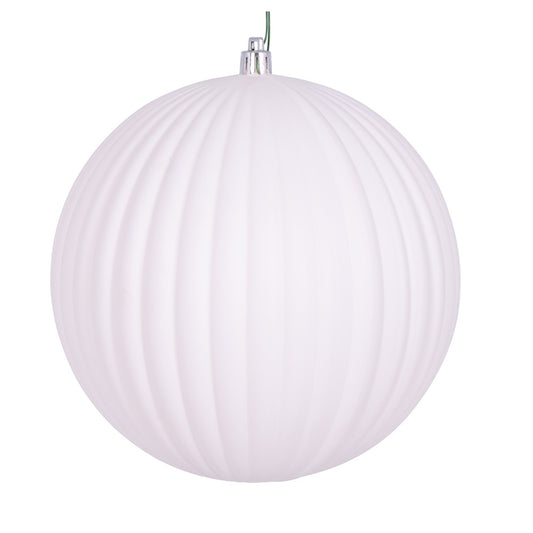Vickerman 6" White Matte Lined Ball Ornament 4 per Bag.