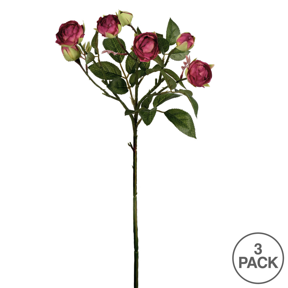 Vickerman 20.5'' Artificial Tea Rose Spray. Includes 3 sprays per pack.