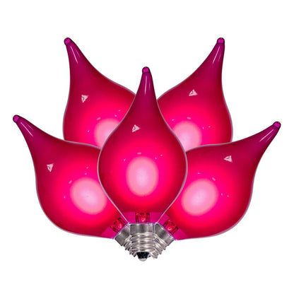 Vickerman 5 Pink LED G45 Glass Flame Tip Replacement Bulbs. E12 Base. Indoor/Outdoor Use. 120V, 0.6W
