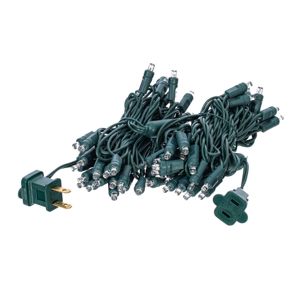 Vickerman 70 Cool White LED Light on Green Wire 4" Spacing x 24' Long Light Strand.