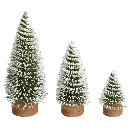 Vickerman 3"-5"-7" Frosted Green Oval Pine Artificial Christmas Tree Set of 3trees.