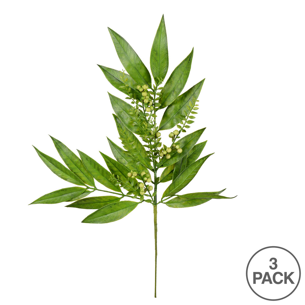 Vickerman 23" Artificial Green Willow Spray with White Berries. Includes 3 sprays per pack.