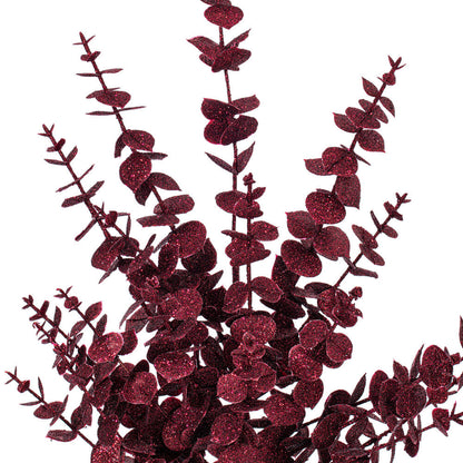 Vickerman 28" Burgundy Artificial Eucalyptus Glitter Spray 2 per bag.