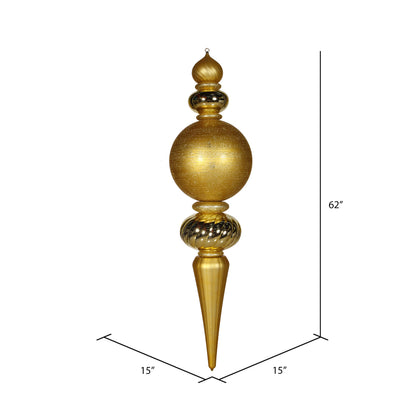 Vickerman 62" Gold Finial Ornament with Shiny Matte and Glitter Finishes