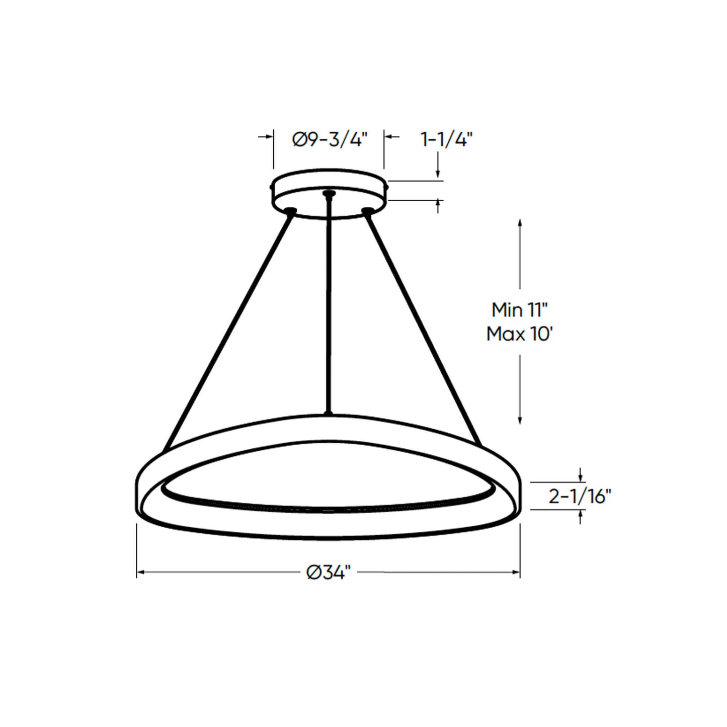DALS Lighting Pyra 34 Inch 5CCT LED Triangle Pendant