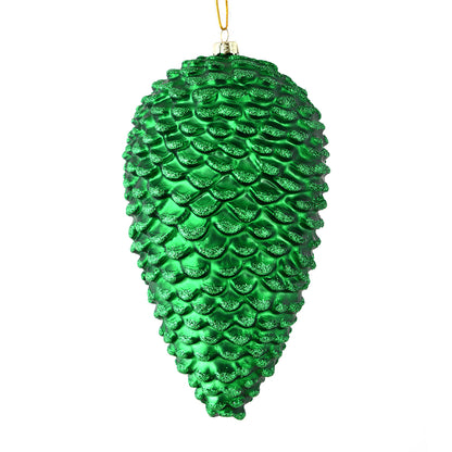 Vickerman 7" Green Matte Glitter Pinecone Christmas Ornament 4 per pack