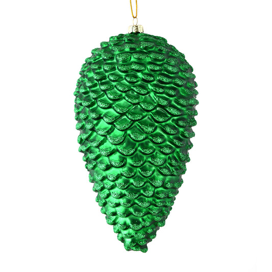 Vickerman 7" Green Matte Glitter Pinecone Christmas Ornament 4 per pack