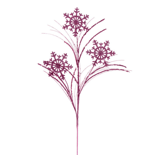 Vickerman 31" Pink Snowflake Glitter Spray 6 per bag.