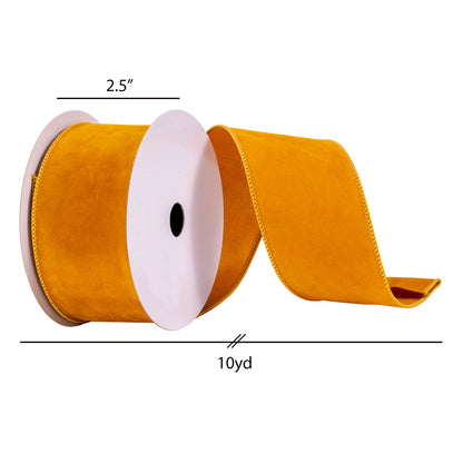 Vickerman 2.5" x 10 Yards Mustard Faux Suede Ribbon