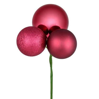 Vickerman 18" Berry Red Ball Ornament Christmas Pick 4 per set