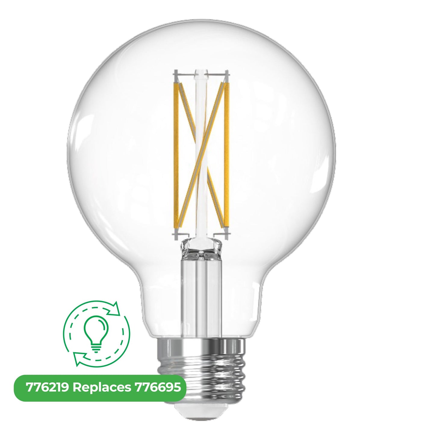 Bulbrite LED Filament 7.6 Watt Dimmable Globe G25 Light Bulb with Clear finish and Medium (E26) Base - 3000K Soft White Light, 800 Lumens
