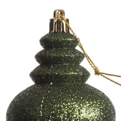 Vickerman 7" Moss Green 4-Finish Finial Ornament 8 per Box
