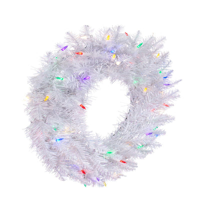 Vickerman 24" Sparkle White Spruce Artificial Christmas Wreath Multi-Colored LED Lights