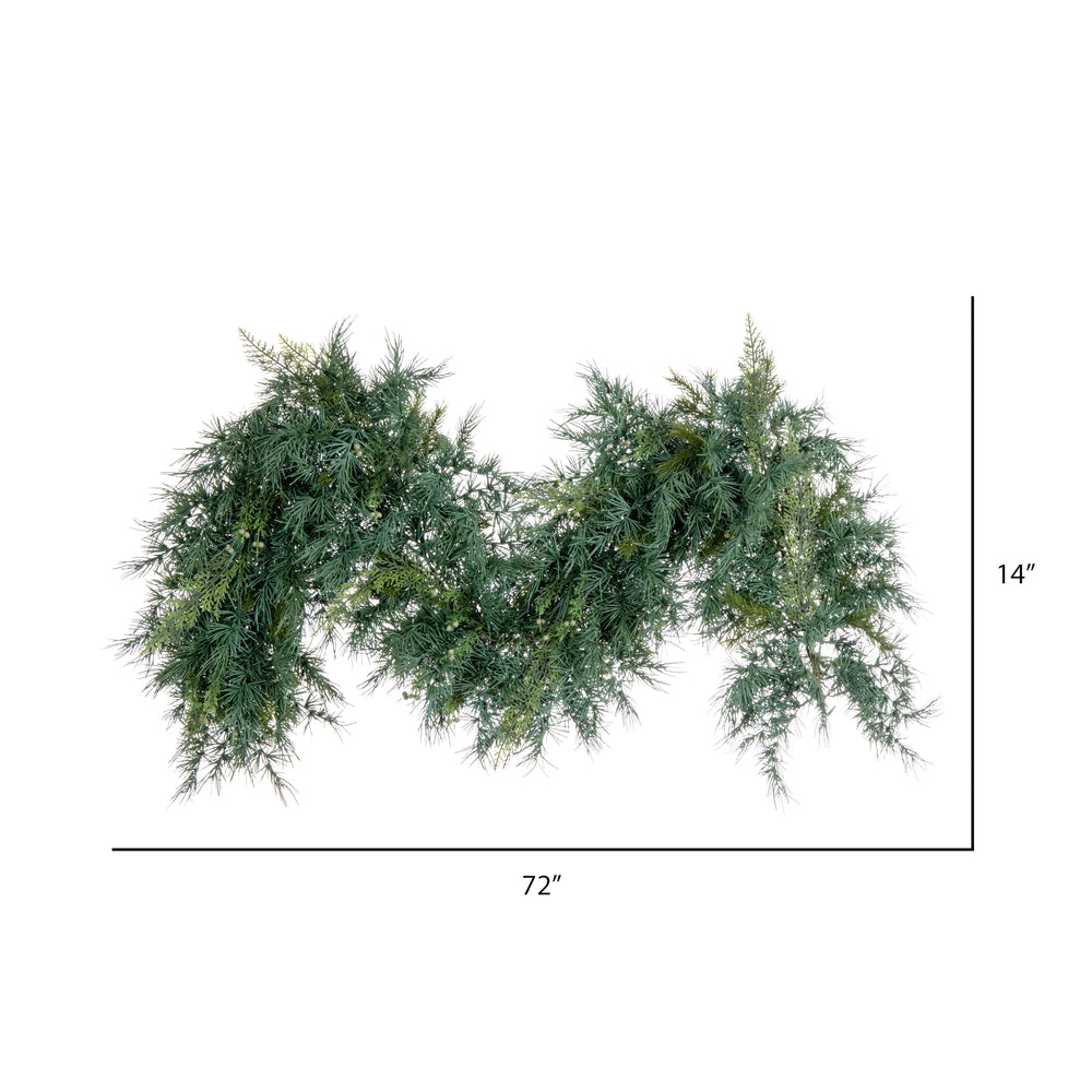 Vickerman 6' X 14" Artificial Mixed Fern Cedar Doublesided Garland