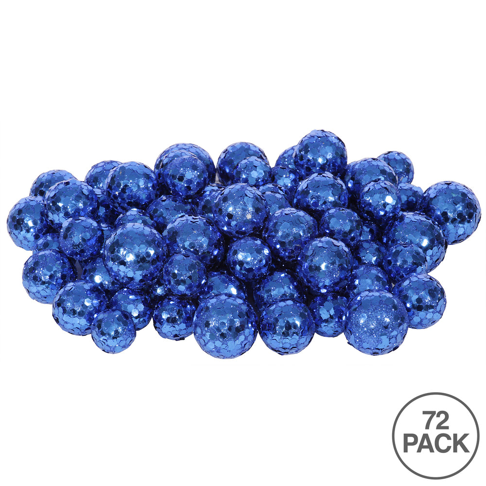Vickerman 20MM/25MM/30MM Blue Glitter Polystyrene Ball Christmas Ornament 72 per Bag