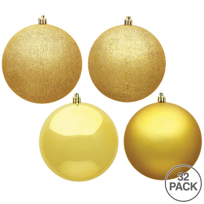 Vickerman 3" Honey Gold 4-Finish Ornament Assortment 32 per Box