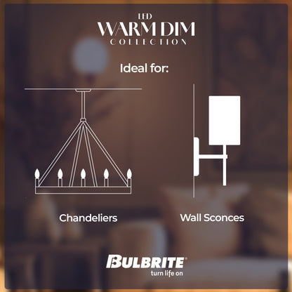 Bulbrite 776402 5W LED CA10 3000K - 1800K FILAMENT MILKY WARM DIM E12