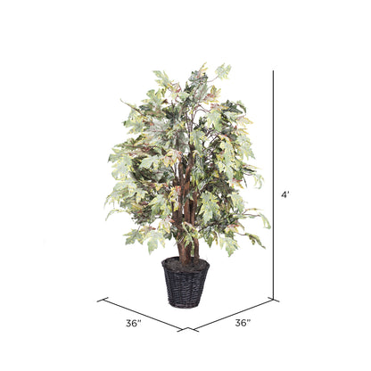 Vickerman 4' Artificial Frosted Maple Extra Full Bush Rattan Basket