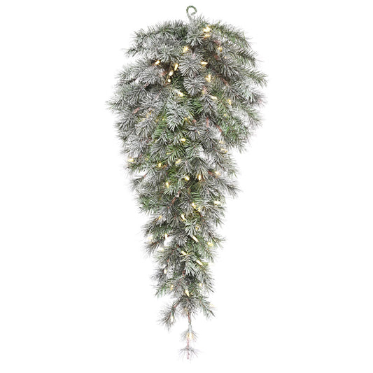 Vickerman 36" x 16" Frosted Lacey Artificial Christmas Teardrop Warm White Dura-Lit® LED Mini Lights