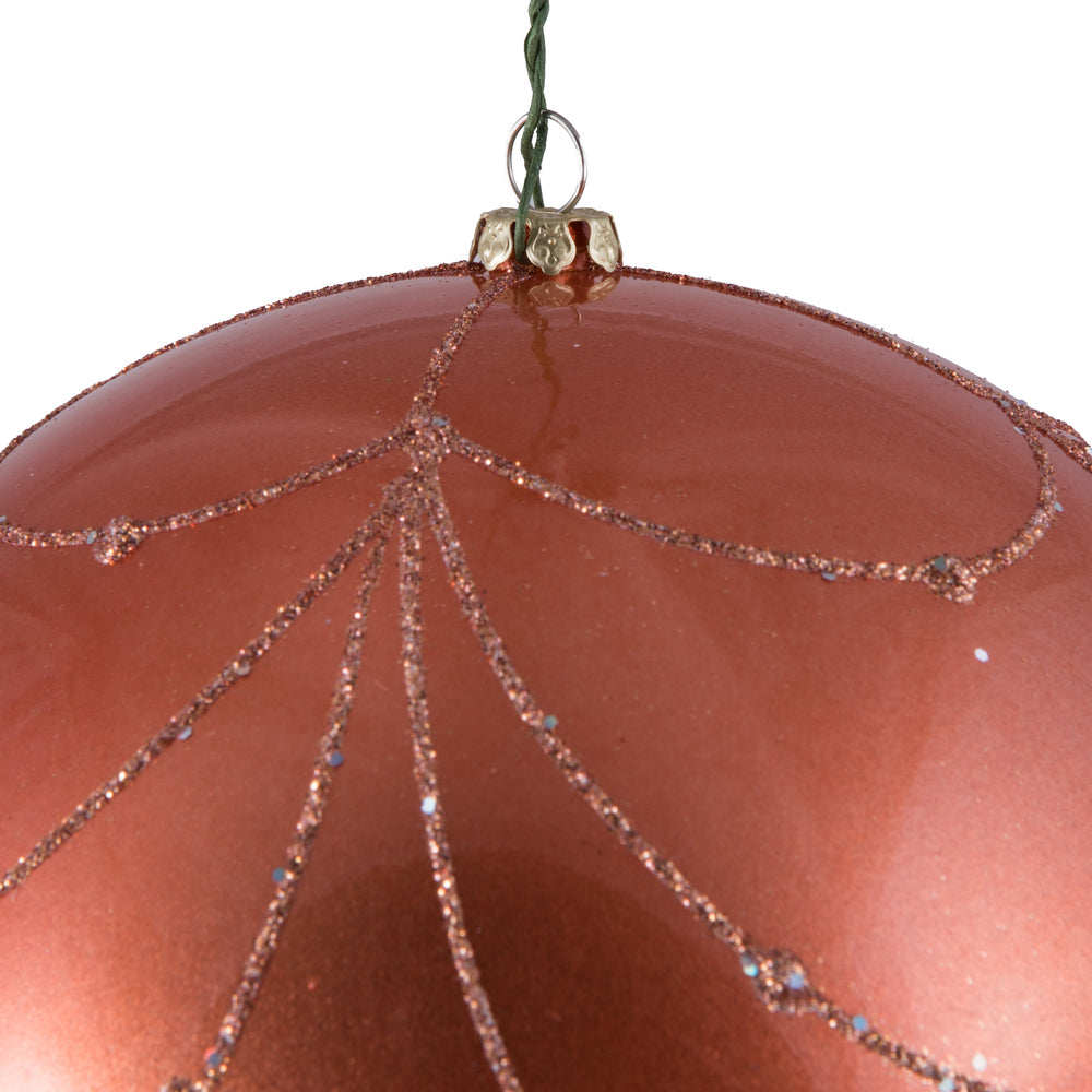 Vickerman 6" Coral Candy Finish Curtain Ornament with Glitter Accents 3 per Bag