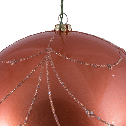 Vickerman 6" Coral Candy Finish Curtain Ornament with Glitter Accents 3 per Bag