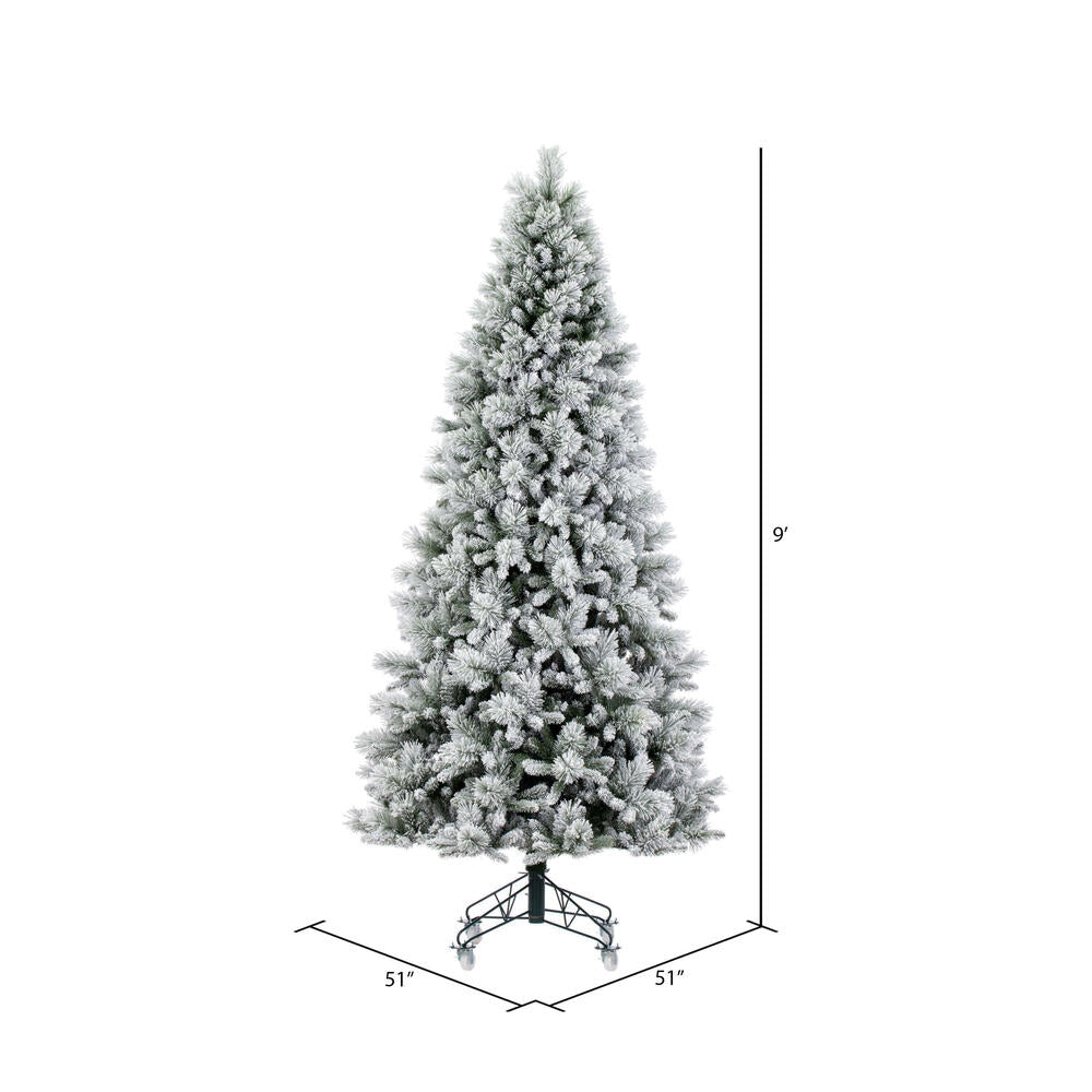 Vickerman 9' x 51" Flocked Jackson Pine Artificial Unlit Christmas Tree.