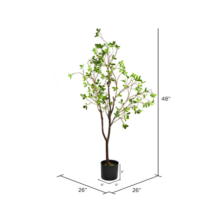 Vickerman 48" Artificial Potted Milan Leaf Tree.