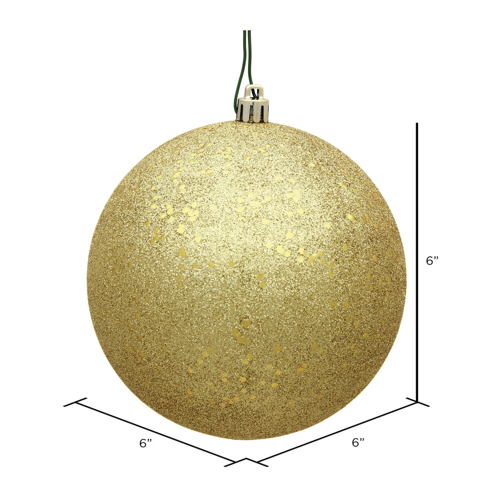 Vickerman 6" Gold Sequin Ball Ornament 4 per Bag