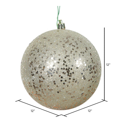 Vickerman 12" Champagne Sequin Ball Ornament