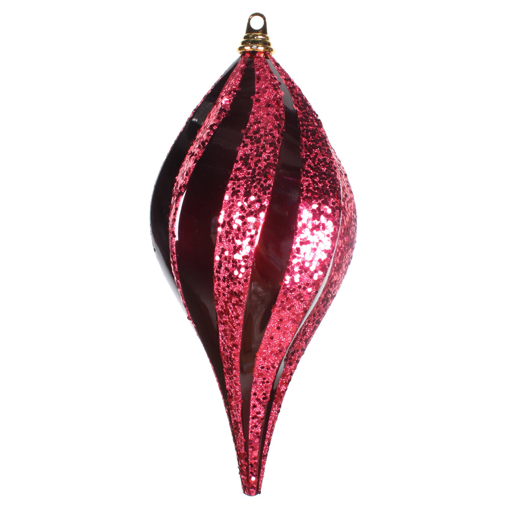 Vickerman 8'' Burgundy Glitter Swirl Drop Christmas Ornament