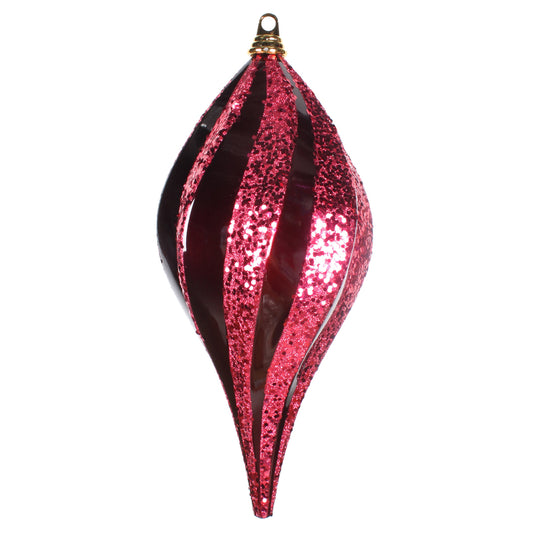 Vickerman 8'' Burgundy Glitter Swirl Drop Christmas Ornament