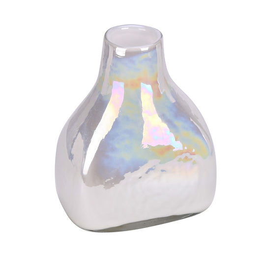 Vickerman 8" White Enamel Glass Bottle Vase. This simple and clean design will mesh with any type of décor. Pair with your favorite faux floral for the perfect finishing touch. Each vase is slightly unique because each piece is hand blown. This vase measu