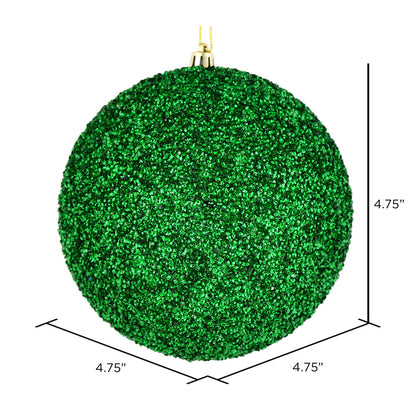 Vickerman 4.75" Green Beaded Ball Ornament 6 per Bag