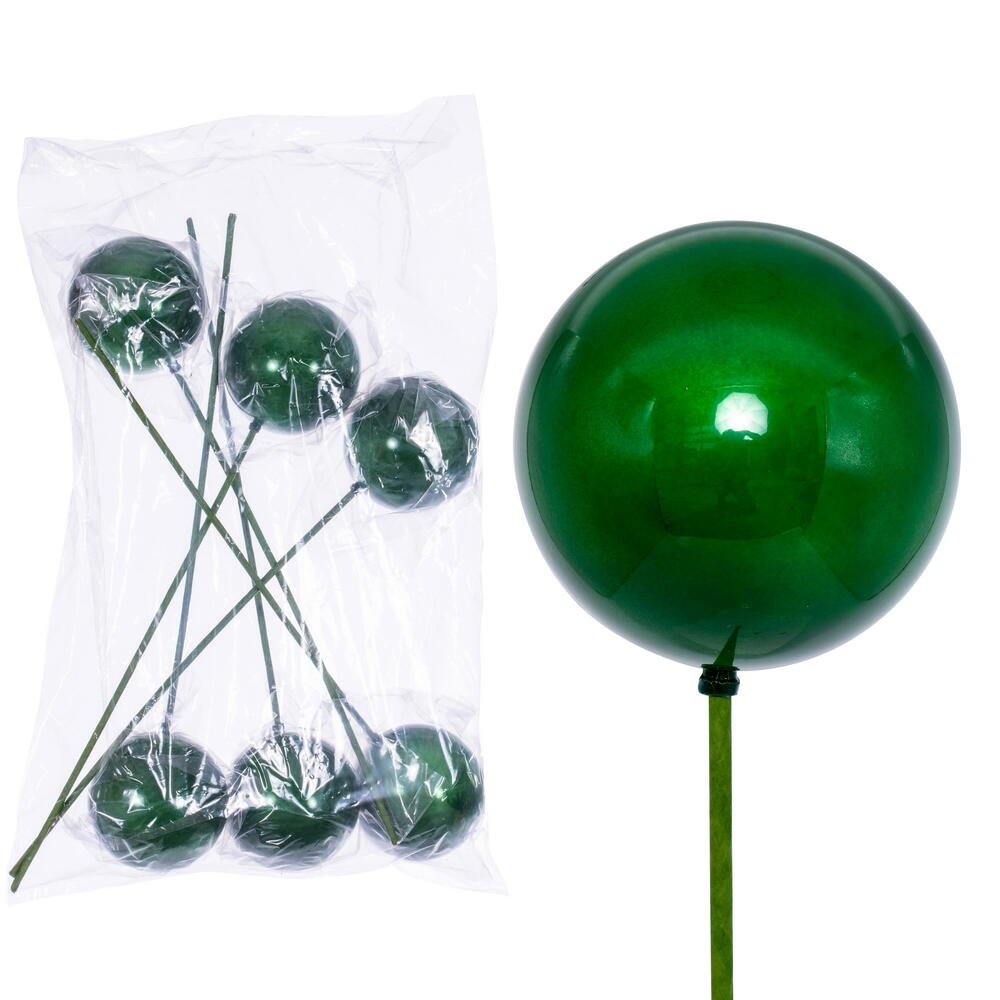 Vickerman 4" x 18" Green Pearl Ball Ornament Stick 6 per bag.