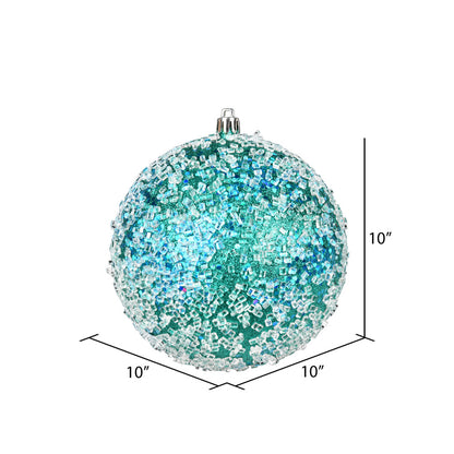 Vickerman 10" Teal Glitter Hail Ball Ornament