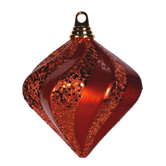 Vickerman 6'' Orange Candy/Glitter Swirl Diamond Christmas Ornament