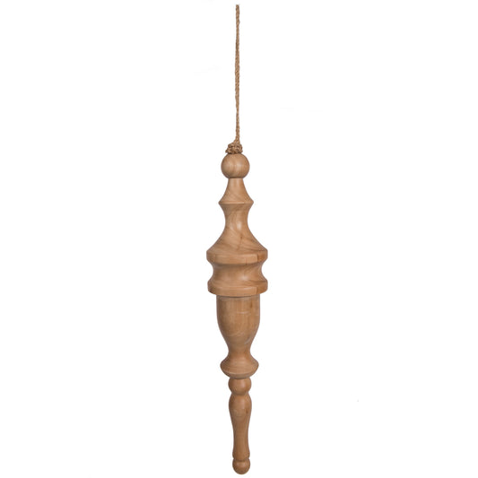 Vickerman 15" Light Natural Turned Wood Finial Ornament 2 per bag.