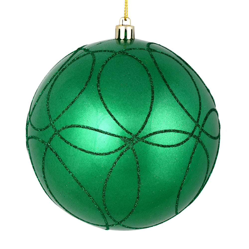 Vickerman 6" Seafoam Green Candy Ornament with Circle Glitter Pattern 3 per Bag