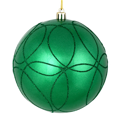 Vickerman 6" Seafoam Green Candy Ornament with Circle Glitter Pattern 3 per Bag