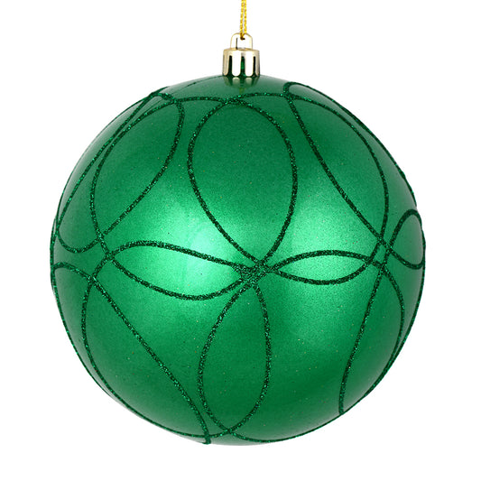 Vickerman 6" Seafoam Green Candy Ornament with Circle Glitter Pattern 3 per Bag