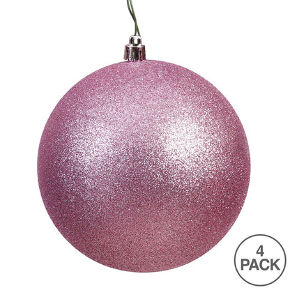 Vickerman 4.75" Mauve Glitter Ball Ornament 4 per Bag