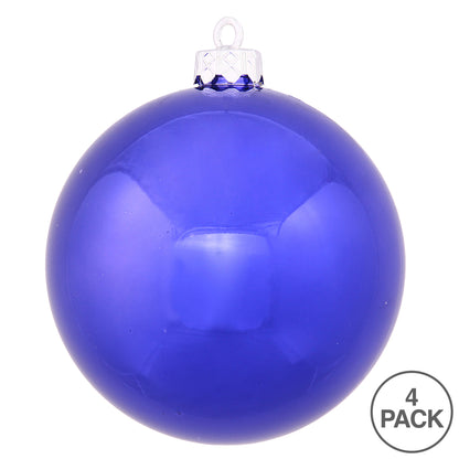 Vickerman 6" Cobalt Shiny Ball Ornament 4 per Bag