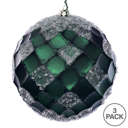 Vickerman 4.75" Emerald Net Beaded Ball 3 per Bag