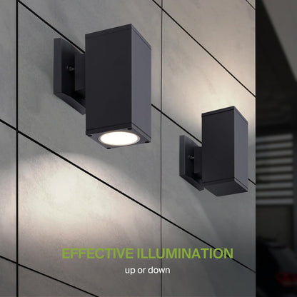 ASD Lighting LED Outdoor Wall Cylinder Square Up or Down 9W 120V 3000/4000/5000K with Photocell Black ETL