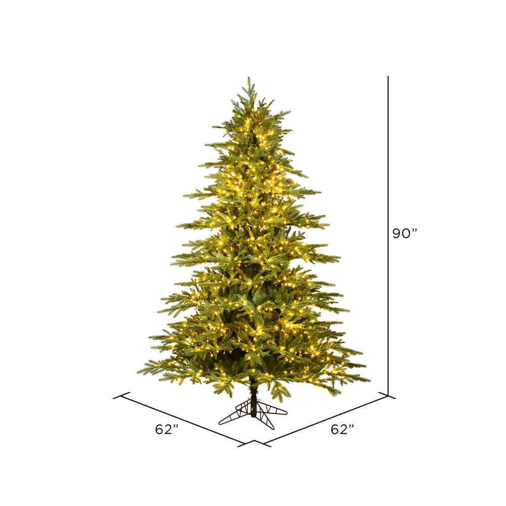 Vickerman 7.5' x 62" Kamas Fraser Fir Tree 1550 Warm White Low Voltage 3MM LED Lights.