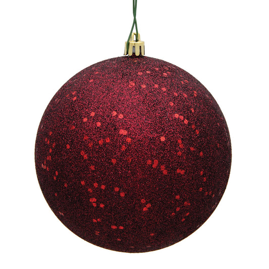 Vickerman 4" Burgundy Glitter Sequin Ball Ornament 6 per Bag