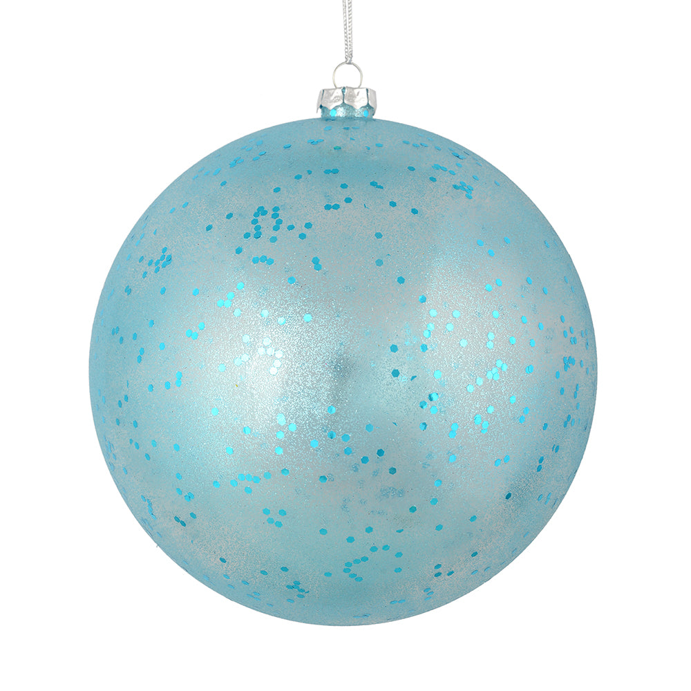 Vickerman 4.75" Baby Blue Glitter Clear Ball 4 per Bag