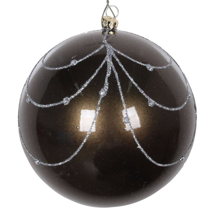 Vickerman 4.75" Pewter Candy Finish Curtain Ornament with Glitter Accents 4 per Bag